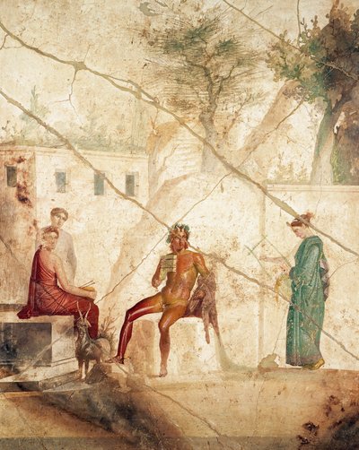 Fresco que representa a Pan entre ninfas, de Pompeya, Italia (fresco) de Roman Roman