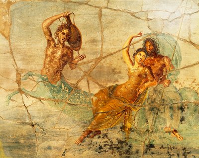Fresco que representa a Poseidón y Anfitrite, de Pompeya, Italia de Roman Roman