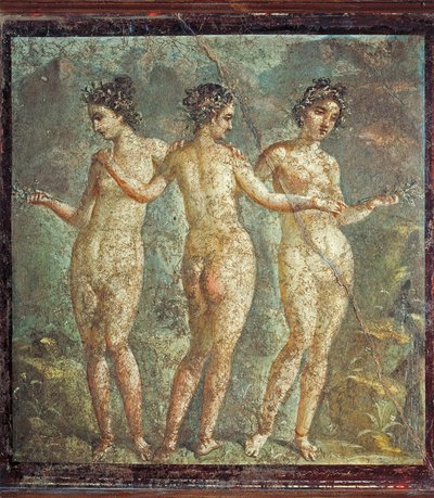 Fresco de las Tres Gracias, Pompeya, Italia de Roman Roman