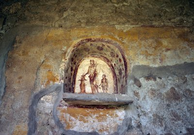 Fresco que representa un Lararium de Pompeya (Lista del Patrimonio Mundial de la UNESCO de Roman Roman