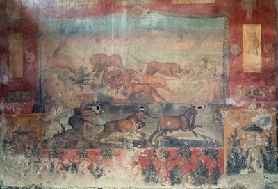 Fresco que representa una escena de caza, siglo II a.C.-siglo I d.C. (fresco) de Roman Roman