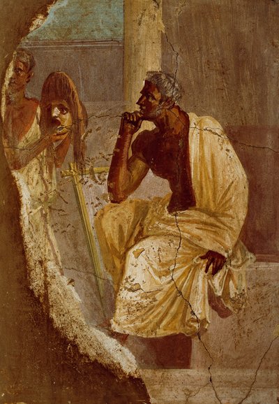 Fresco que representa a un actor y una máscara trágica, de Pompeya (Lista del Patrimonio Mundial de la UNESCO de Roman Roman