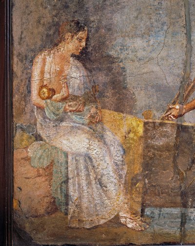 Fresco que representa a una madre amamantando a su bebé, de Pompeya, Italia de Roman Roman
