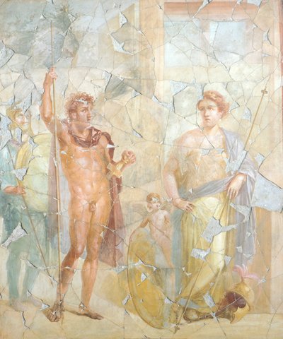 Fresco con tema mitológico, Casa de Fabio Rufo, Pompeya , Campania, Civilización romana de Roman Roman