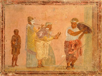 Fresco que representa a músicos ambulantes, de Pompeya , Campania, Civilización romana de Roman Roman