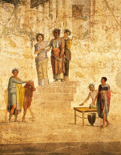 Fresco que representa a Jasón y Pelias de Pompeya de Roman Roman