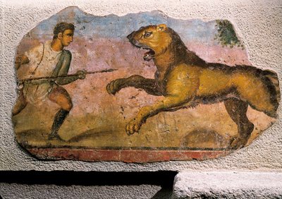 Gladiador luchando contra un león de Roman Roman