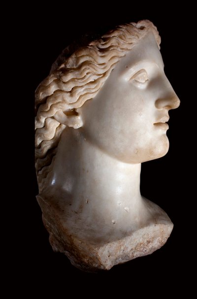 Cabeza de la diosa Juno - Escultura de mármol blanco, periodo romano, Banasa (Marruecos) de Roman Roman