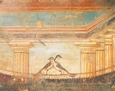 Fresco de Hera Sannita con aves, Casa del Laberinto, Pompeya , Campania, Civilización romana de Roman Roman