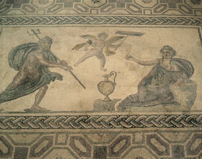 Vista aérea de un mural en el suelo, Pafos, Chipre de Roman Roman