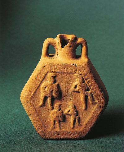 Petaca que representa gladiadores, Emilia-Romaña (cerámica) de Roman Roman