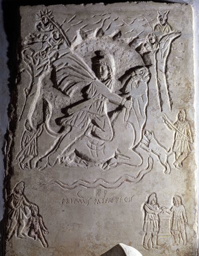 Bajorrelieve que representa el sacrificio de Mitra (un joven sacrificando un toro). Musei Capitolini, Roma. de Roman Roman
