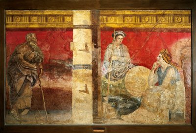 Familia real de Macedonia y un filósofo. Fresco. Museo Arqueológico Nacional de Nápoles de Roman Roman