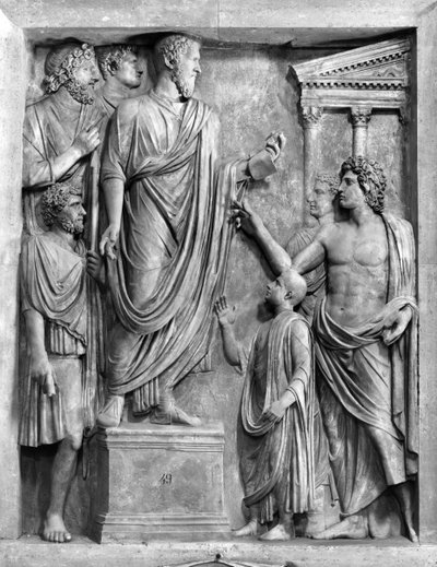 Marco Aurelio (121-180 d.C.) Dando un discurso en el Foro, o Adriano (76-138 d.C.) Dando una oración fúnebre para Sabina, probablemente siglo III o IV d.C. de Roman Roman