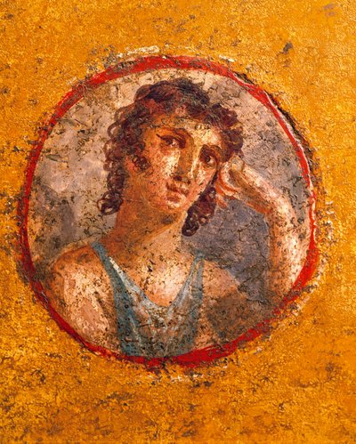 Medallón con retrato de niño, fresco, de la Casa degli Amorini Dorati (Casa de los Cupidos de Oro) de Pompeya de Roman Roman