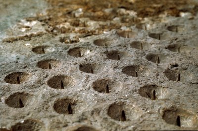 Modelo que reproduce el asedio y la batalla de Alesia en septiembre del 52 a.C. por Julio César que vio la derrota de Vercingetórix. Detalle que representa el sistema de defensa construido por César, el “Lobo Gules”. Roma, Museo della Civilta Romana de Roman Roman