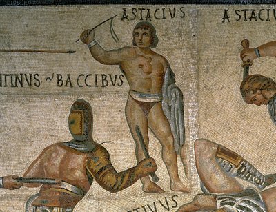 Mosaico con una escena de gladiadores luchando (detalle) de Roman Roman