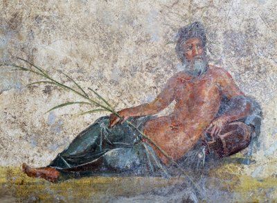 Dios del río, fresco de Pompeya, Campania, Italia, Civilización romana de Roman Roman
