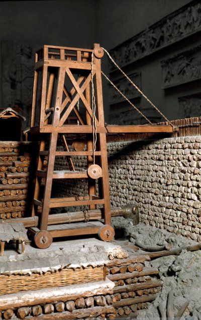 Antigüedad romana: modelo que reproduce el asedio de Avaricum (actual Bourges) por las legiones romanas de Julio César contra el ejército de Vercingetórix durante la Guerra de las Galias. 52 a.C. de Roman Roman