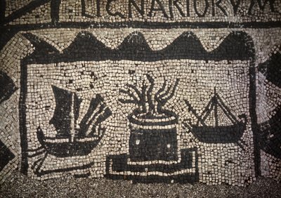 Marina mercante romana y faro, antigua Ostia, Piazza delle Corporazioni. de Roman Roman