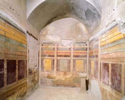 Bóveda decorada con frescos en Segundo Estilo Pompeyano, Casa de las Bodas de Plata, Pompeya , Campania, Civilización Romana de Roman Roman