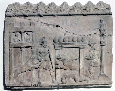 Venatio en las arenas (relieve bajo del Museo Nazionale Romano) de Roman Roman