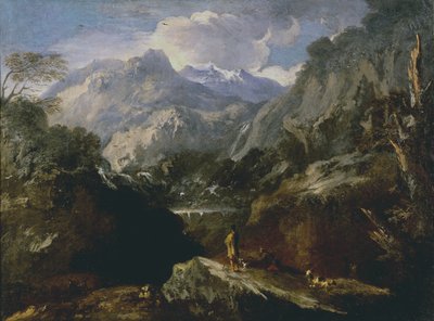 Paisaje con cascada de Roman School