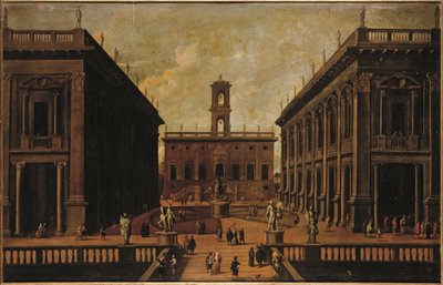 Vista de la Piazza del Campidoglio, Roma de Roman School