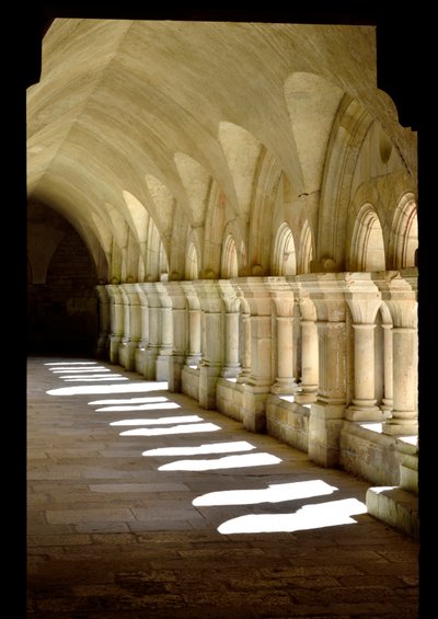 Arquitectura románica: galería del claustro de la abadía cisterciense de Fontenay, Borgoña de Romanesque
