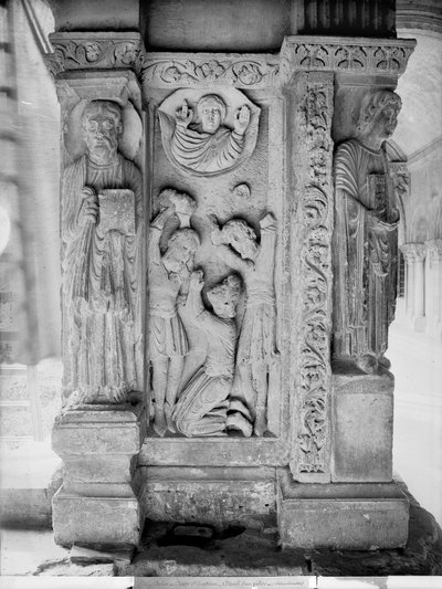 La lapidación de San Esteban, de un pilar en el claustro de Romanesque