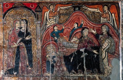 La Visitación y La Natividad con las comadronas Celomi y Salomé (detalle) de Romanesque