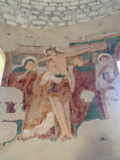 La bajada de la Croix, capilla de Saint-Jean du Liget, Touraine de Romanesque