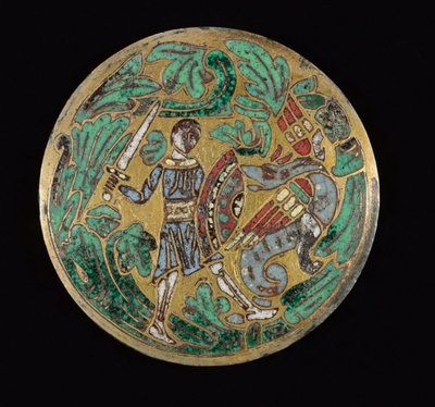 Guerrero luchando contra un dragón, c.1170-1180 de Romanesque