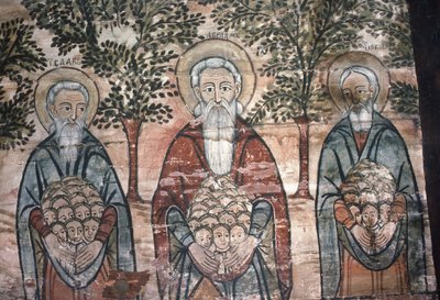 Almas en el Paraíso, pintura mural, Iglesia en la Colina, 1782 de Romanian School