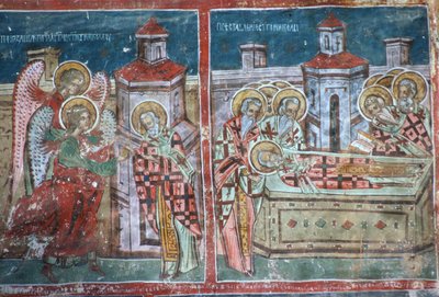 La vida y muerte de San Nicolás, pared sur de la iglesia, 1535 de Romanian School