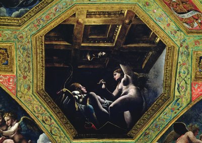 Cámara de Cupido y Psique, Psique contemplando a Cupido de Romano Giulio