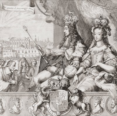 Coronación del rey inglés Guillermo III y la reina María II el 11 de abril de Romeyn de (after) Hooghe