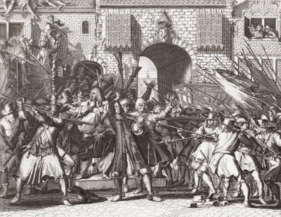 Turba linchando a los hermanos de Witt de Romeyn de (after) Hooghe