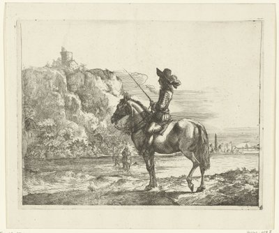 Jinete por un río. de Romeyn de Hooghe (attributed to)