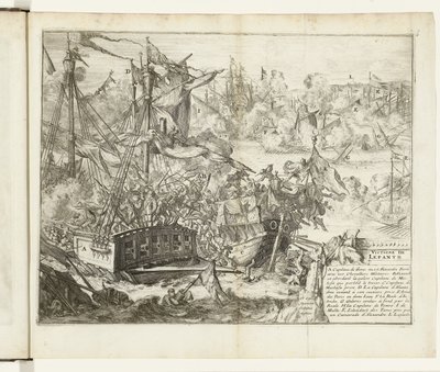 Batalla de Lepanto, 1571 Victoire de Lepanto (título sobre objeto) Guerres de Flandres (título de la serie) de Romeyn de Hooghe (attributed to)