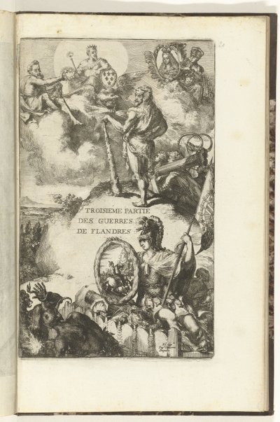 Impresión de título para la tercera parte de Guerres de Flandres Troisieme partie des Guerres de Flandres (título sobre objeto) Guerres de Flandres (título de la serie) de Romeyn de Hooghe (attributed to)