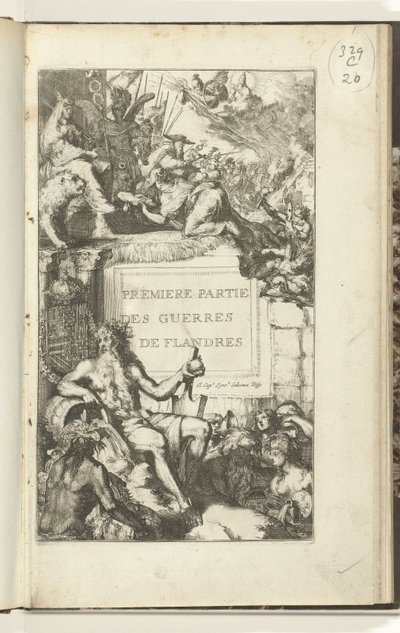 Impresión de título para la primera parte de Guerres de Flandres Premier partie des Guerres de Flandres (título sobre el objeto) Guerres de Flandres (título de la serie) de Romeyn de Hooghe (attributed to)