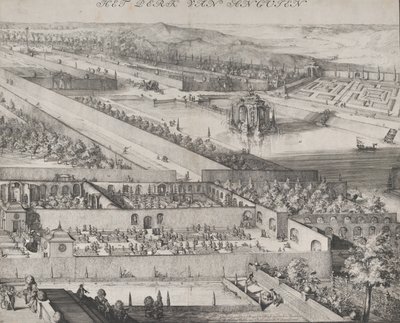 (detalle) del Parque en Enghien mitad derecha, 1685 de Romeyn de Hooghe