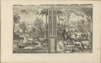 Dieren uit West-Indië Westindische Vissen, etc. / Peces, etc. de las Indias Occidentales // Westindische Gedrochten / Monstruos de las Indias Occidentales (título sobre el objeto) Las Indias Orientales y Occidentales y otros lugares (título de la serie) de Romeyn de Hooghe
