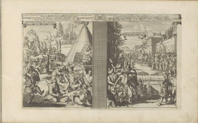 Médicos en Arclada; Jesuita afeitado por un maestro de peaje en Golkonda Guerisons infames des Arclades / Rude Healings // Roi de Golconde, Douane, etc / Tolrecht, en Cases (título sobre objeto) Les Indes Orientales et Occidentales et autres de Romeyn de Hooghe