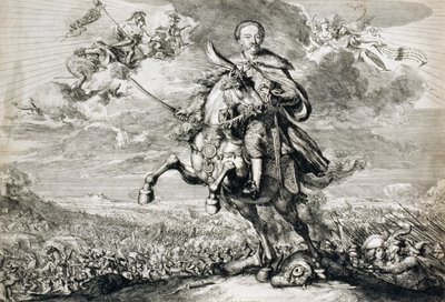 Glorificación de Juan Sobieski III (1629-96) en la batalla de Chocim, 1674 de Romeyn de Hooghe