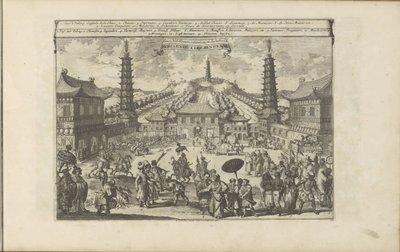 Hof en Pekín Indiaense Kleedingen / Clases, Aderezos, Saludos, etc. Indios (título sobre objeto) Las Indias Orientales y Occidentales y otros lugares (título de la serie) de Romeyn de Hooghe
