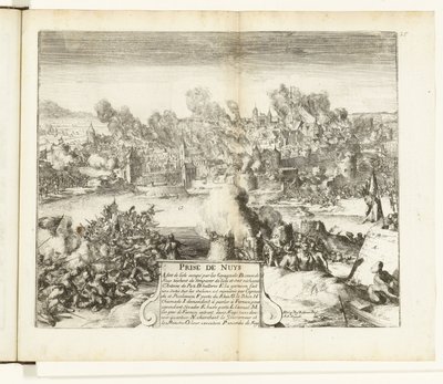Toma y saqueo de Neuss, 1586 Premio de Nuys (título sobre objeto) Guerres de Flandres (título de la serie) de Romeyn de Hooghe