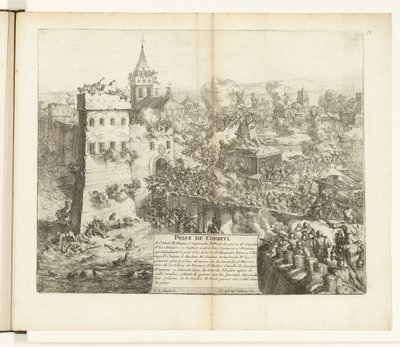 Inname van Corbeil, 1590 Captura de Corbeil (título sobre el objeto) Guerras de Flandes (título de la serie) de Romeyn de Hooghe