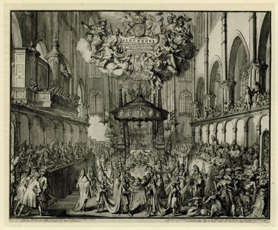 Coro de la Abadía de Westminster con el funeral de la reina, 1695 In